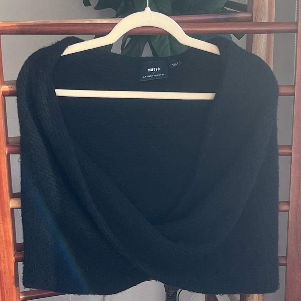 Anthropologie Maeve NWOT Shawl Wrap Black Sweater